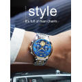 Homme montres à quartz étanches mode affaires montre en acier inoxydable pour hommes marque de luxe multi fuseau horaire montre